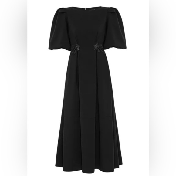 NWT Nocturne Black Puff Sleeve Maxi Dress with Sequin Embellishment - Picture 1 of 8